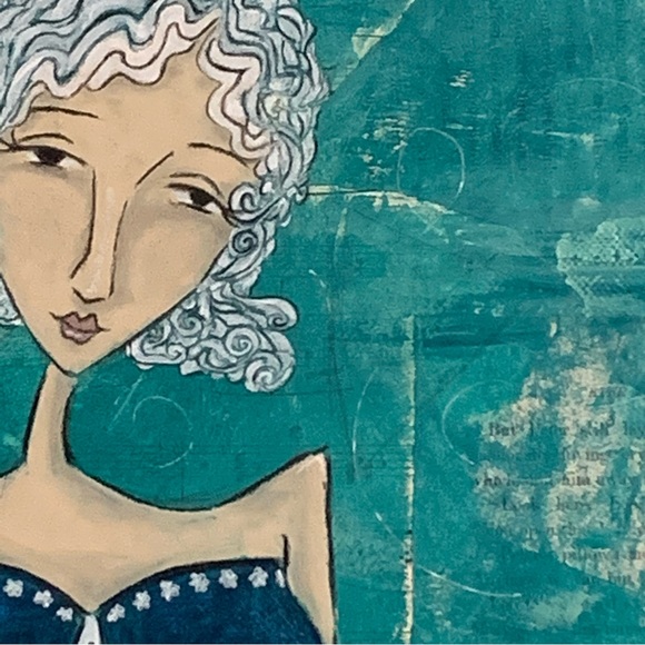 ORIGINAL ART! ALLISON WEEKS THOMAS “Peacock Girl” ORIGINAL MIXED MEDIA PAINTING! - Picture 3 of 10